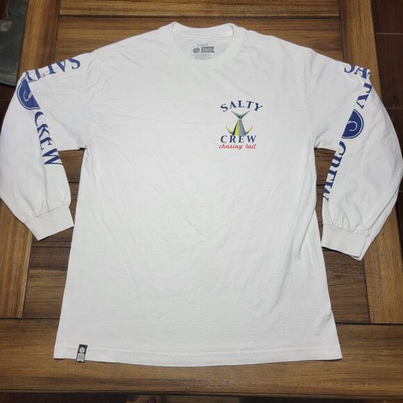 Salty Crew LS White Unisex Fishing Tee "Chasing Tail" - Size Large - Picture 4 of 8